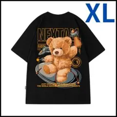 【大人気】半袖　Tシャツ　メンズ　黒　ストリート　XL　ビッグロゴ　韓国　くま