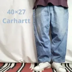 W40L27相当 カーハート紺色ジーンズ Carhartt デニム古着