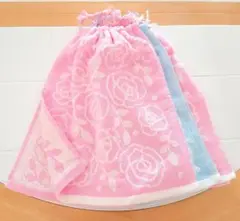 【２重】　タオルエプロン　おりこうエプロン　３枚セット　☆ピンク　水色　女の子