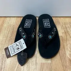 新品 HTC×ISLAND SLIPPER スタッズ サンダル 黒 US7