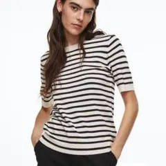 【セール!!】H＆M ファインニットトップス ボーダー　半袖
