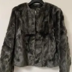 【美品】ユナイテッドアローズ フェイクファーコート ショート丈 ブラウン 36