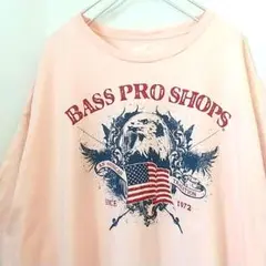 アニマル ワシ 星条旗 スーパービッグサイズ Tシャツ ピンク 3XL 海外古着