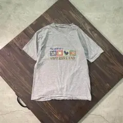 7SM1 スーベニアTシャツ　刺繍　グレー　M 半袖　古着used