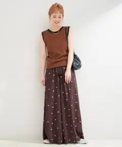 B.C STOCK 手洗い可 / フラワー刺繍ギャザーパンツ