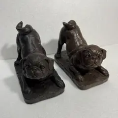 ブルドッグ？の置物インテリア2匹セット売り　犬好きの方に！