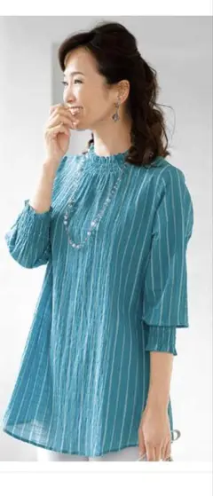 ことせ　シャーリングチュニック M　ターコイズ