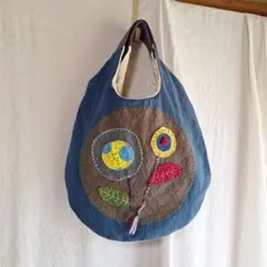 ぺったんこまるbag 中サイズ(刺繍)