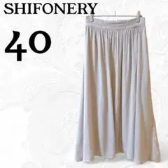シフォネリ ギャザーフレアスカート ミモレ丈 裏地あり 40 L ベージュ 春夏