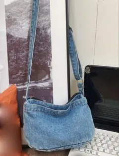 未使用品 デニム ショルダーバッグ ブルー Blue