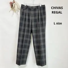 CHIVAS REGAL 1801 スラックス　チェック柄　タック　レトロ感　L