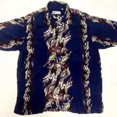 美品✨ALOHA SHIRTS アロハシャツ 半袖 Mサイズ ネイビー レーヨン