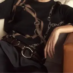 ローレンラルフローレン TRI STRAP レザーベルト S ブラック