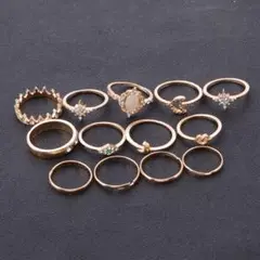 新品☆13個セット☆オパール風×アンティークリング☆ゴールド
