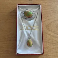オーバル型ネックレスとブローチセット