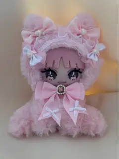 おすわりぬい服 11-13cmちびぐるみ ホワイト ピンク　猫
