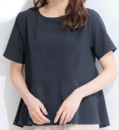 ハニーズ 半袖ペプラムブラウス ネイビー Ｍサイズ