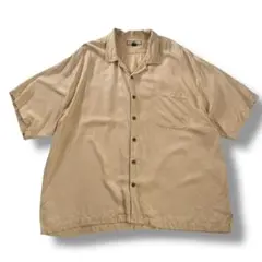 00s トミーバハマ シルク100% オープンカラーシャツ 無地 古着 XXL