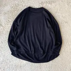 45R 美品 ウォッシャブルウールTシャツ 0 紺 ニットソー