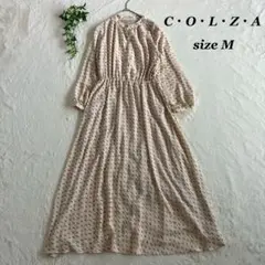 COLZA✨コルザ（M）幾何学柄 ロングワンピース ギャザーウエスト ゆったり