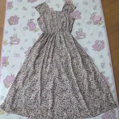 花柄ノースリーブロングワンピース