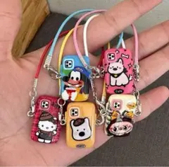 LABUBU ぬいぐるみ着　ラブブ　ショルダー携帯ケース　ミニチェア５点セット