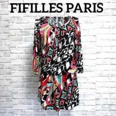 【FIFILLES PARIS】フィフィーユ　総柄　七分袖　チュニック