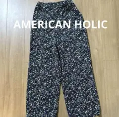 AMERICAN HOLIC 花柄ガウチョパンツ ネイビー系