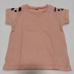 ピンク Tシャツ 肩に黒いディテール　90cm