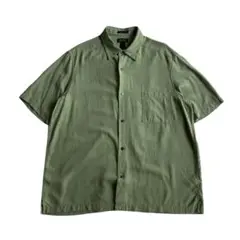 axcess ボックスカット シルクシャツ 半袖 ビンテージ グリーン 90s