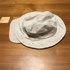 リバーシブル子供用帽子 花柄 チェック