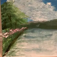 風景画 印象派風 アクリル絵具