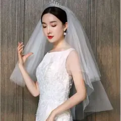 ◇【2層式 】ウェディング ショートベール 結婚式 ブライダル ソフトチュール