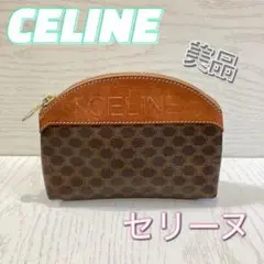 セリーヌ マカダム柄 レザー ポーチ 小物入れ CELINEロゴ 美品