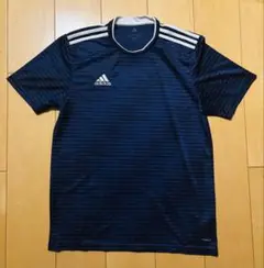 adidas ネイビー ストライプ シャツ　速乾