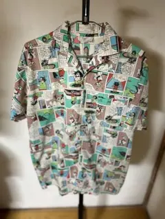 70s newspaper total pattern shirt