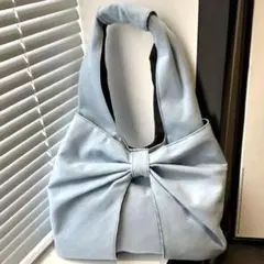 リボントートバッグ ライトブルー　可愛い　お洒落　個性的　カジュアル　新品