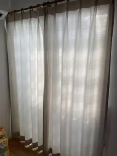 ［新品未使用］オフホワイトのキャンバス地 カーテン80*200cm 2枚セット
