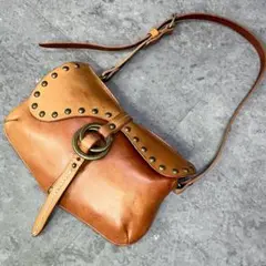 vintage 90s studs shoulder bag leather