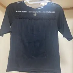 [新品]ブラック トップス 五分袖