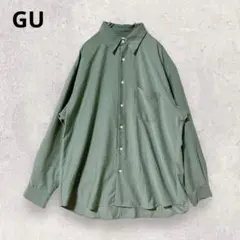 GU ジーユー オーバーサイズシャツ L 長袖 グリーン ゆるだぼ 3347