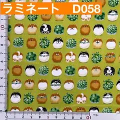 ラミネート生地　柴犬　グリーン