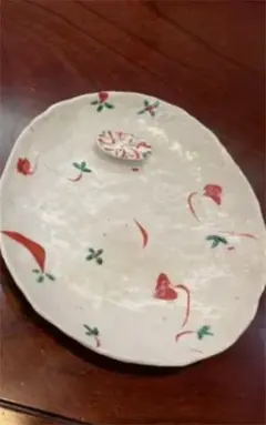 人気作者　黒岩卓実作　織部焼　赤色浅皿　24ｃｍ 黒岩卓実氏の赤絵小皿と角皿 | 日本酒処 「華雅」～ほんのり桜色～