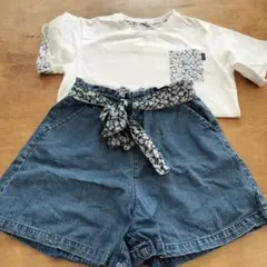 グリーンレーベルリラクシング　Tシャツ＆デニムキュロットセット　155センチ