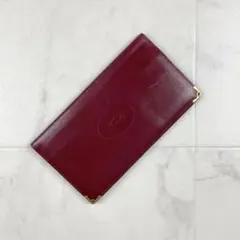 Cartier カルティエ 長財布 本革 ゴールド金具 ワインレッド@UB30