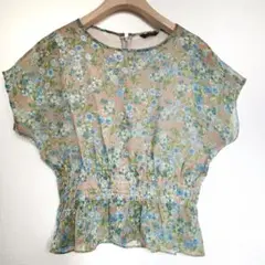 AMACA 花柄シフォンブラウス 半袖　Sサイズ　三陽商会