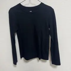 【匿名配送】美品 UNIQLO スムースストレッチコットンクルーネックT 黒