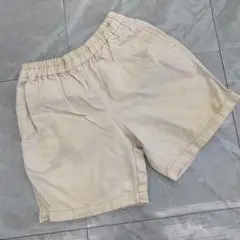 キッズ ショートパンツ ベージュ コットン100% ウエストゴム ポケット付き