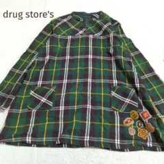 241　drug store's　チェック柄　オーバー　ネルシャツ　おしゃれ刺繍