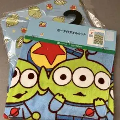 トイストーリー ポーチ付 タオルケット リトルグリーンメン　エイリアン